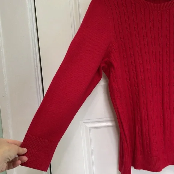Talbots Cable Knit Long Sleeve Sweater with Button Detailed Sleeves Red 2X - Picture 4 of 8